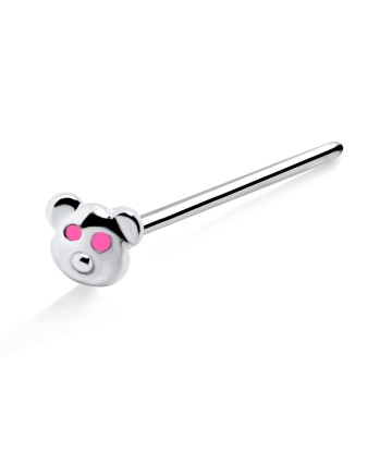 Teddy Bear Silver Straight Nose Stud NSKA-360CL